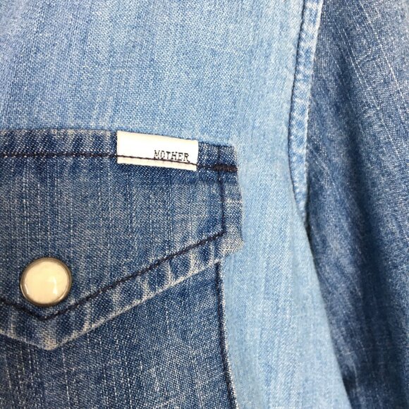 MOTHER Snap Button ALL My EX'S Picking Up The Piece Long Sleeve Chambray Shirt - Picture 9 of 16